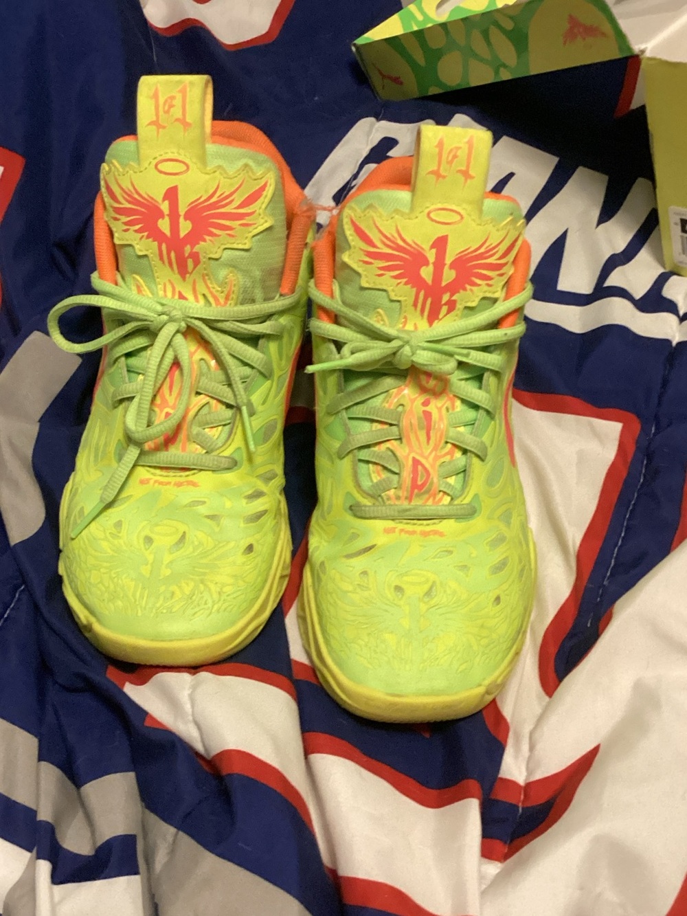 Puma Kids Neon Lime Sneakers with Orange Accents